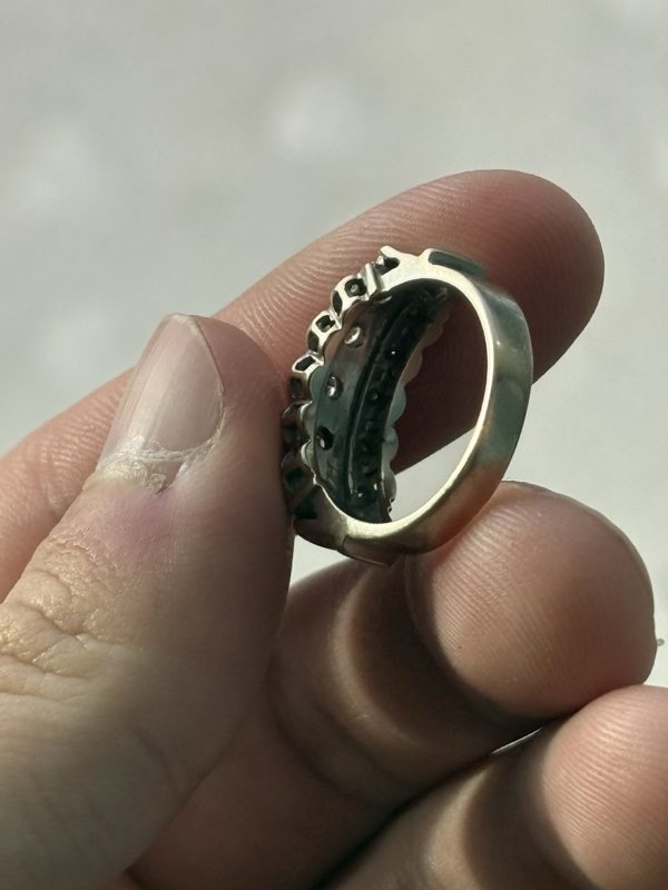 1950s 14k White Gold Ring, Engraved 1957, Size 6.5 to 7, Missing Stone, photo 5
