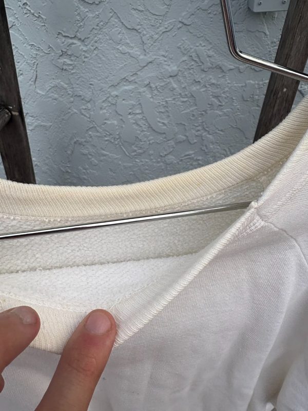 1950s 60s Blank Loopback Sweatshirt, White, 100% Cotton, XL, photo 2