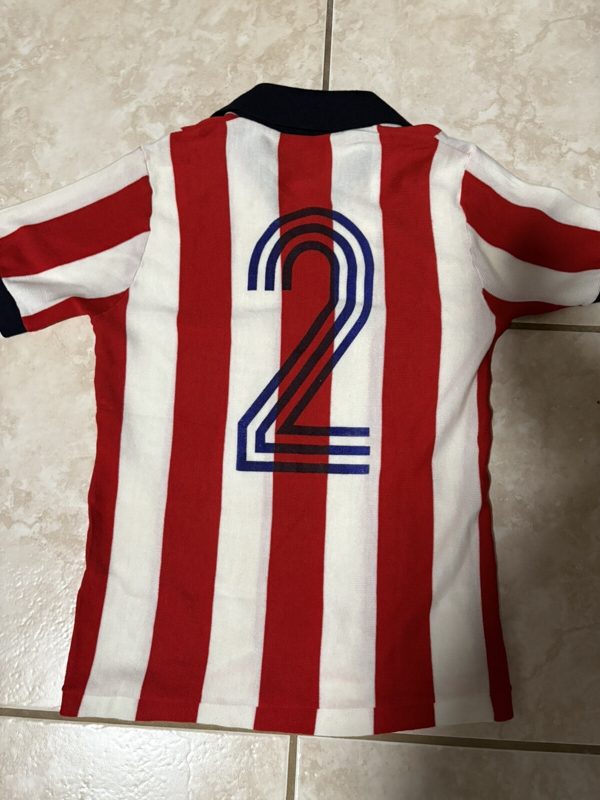 1950s 60s Red and Blue Rojiblanco Soccer Jersey, Chivas Guadalajara Pattern, S, photo 3