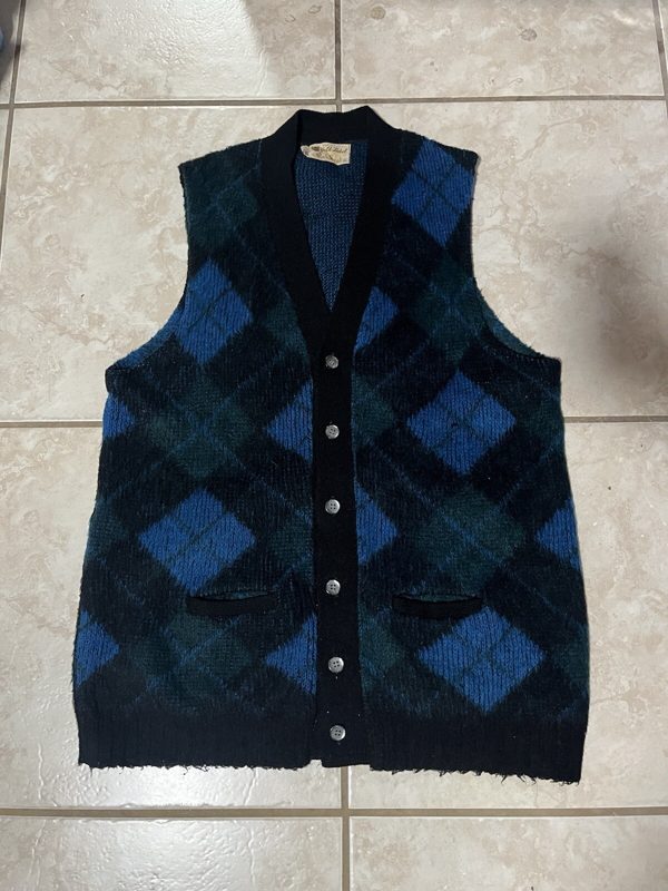 1960s Rob Scot Gold Label Mohair Cardigan, Plaid, L, photo 1