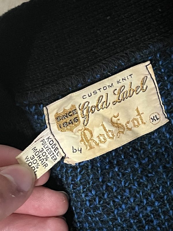 1960s Rob Scot Gold Label Mohair Cardigan, Plaid, L, photo 2