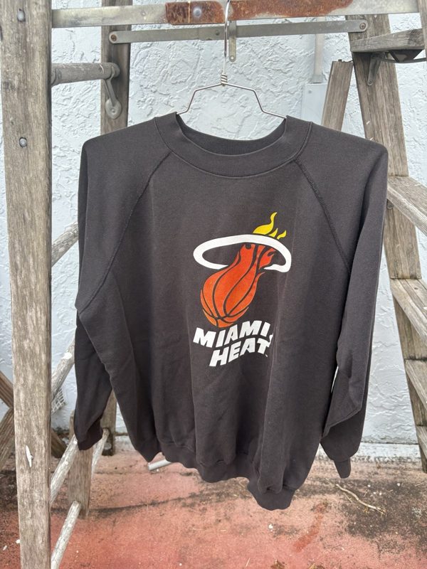 80s Miami Heat Crewneck Sweatshirt, Trench Mfg, Faded Black, USA, XL, photo 1