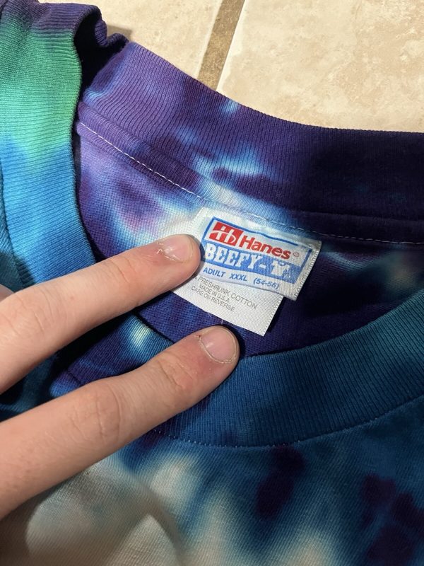 90s Jerry Garcia Tribute Tie Dye Tee, Blue and Purple, XXL, photo 4