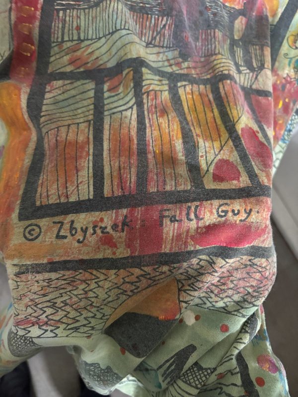 90s Zbyszek Koziol Two Worlds Hand-Painted All-Over Print Art Tee, Single Stitch, photo 4