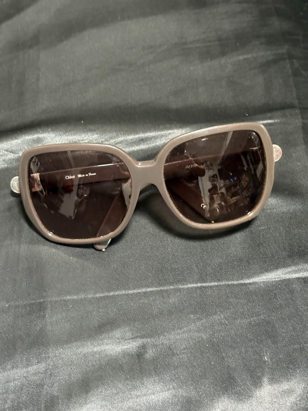 Chloe Oversized Square Sunglasses, Taupe, Grey Lens, Made in France, photo 1