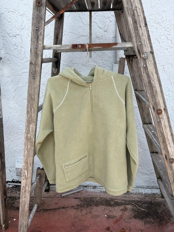 Dime MTL Polar Fleece Half-Zip Hoodie, Sage Green, METEO Patch, XXL, photo 1