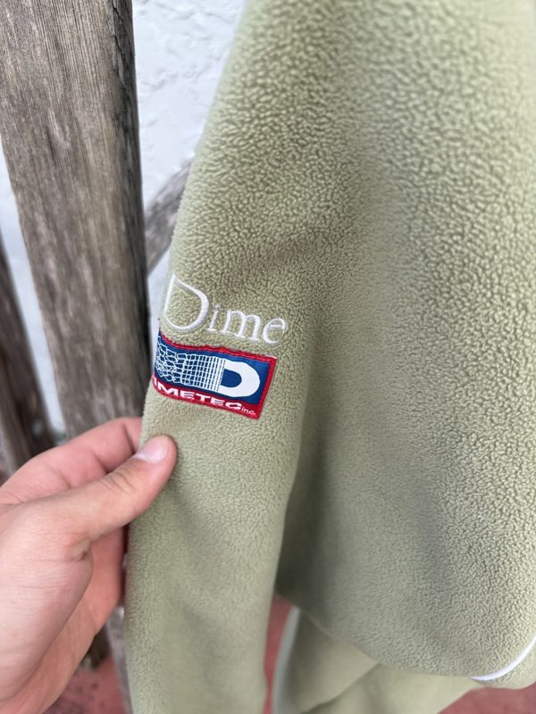 Dime MTL Polar Fleece Half-Zip Hoodie, Sage Green, METEO Patch, XXL, photo 4
