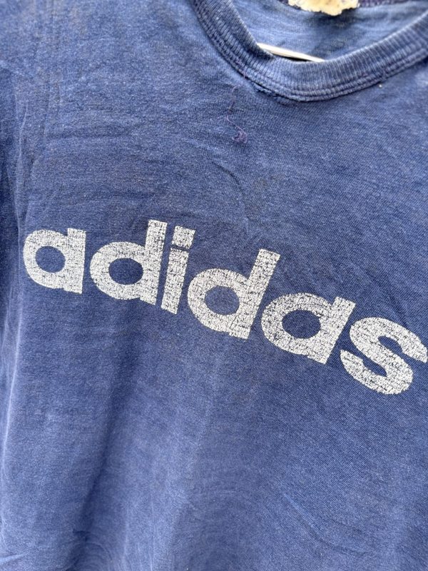 Early 70s adidas Spellout Tee, Navy, Sun Faded, Distressed, M, photo 3