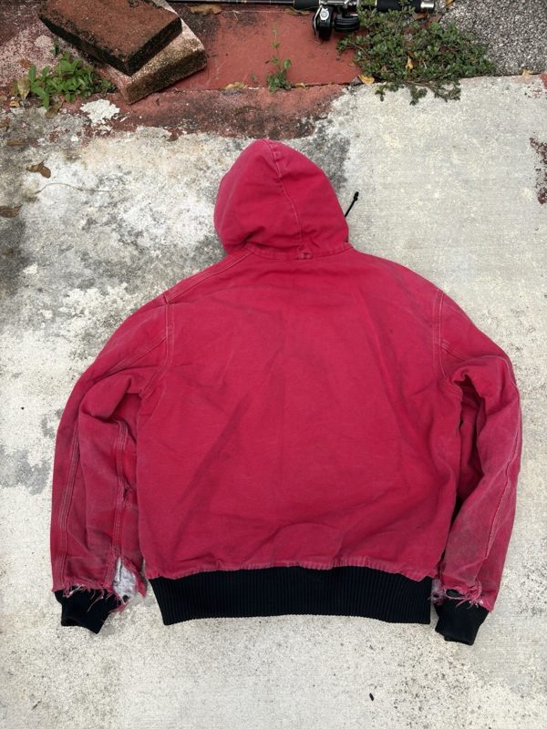 Vintage Carhartt Hooded Jacket, Faded Red to Pink, Distressed, photo 5