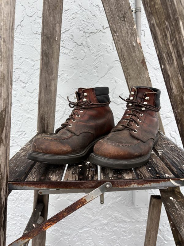 Vintage Red Wing Moc Toe Boots, Men's 11, Brown Leather, Worn Soles, photo 2